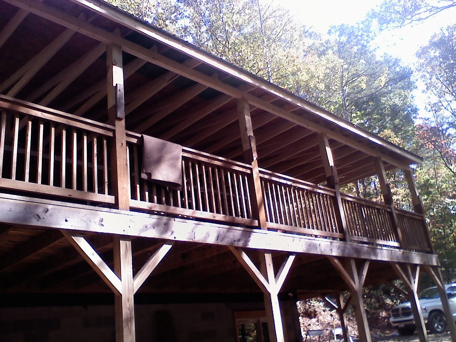 Timber framing under a new elevated porch and deck — Roof Leak Repair in Brunsville by Roofing Brothers